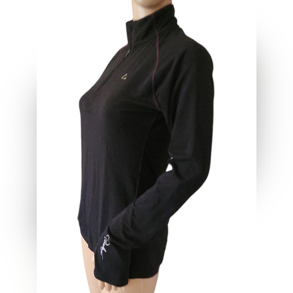 Merino Blend By Paradox 1/4 Zip Pullover Thumbhole Womens S Black Dri-Release